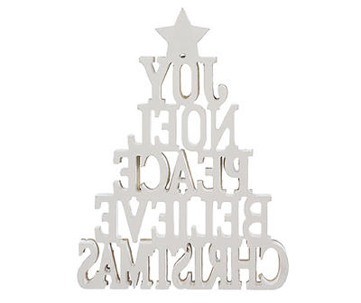 Frosted Forest "Joy" Glitter Word Tree Tabletop Decor
