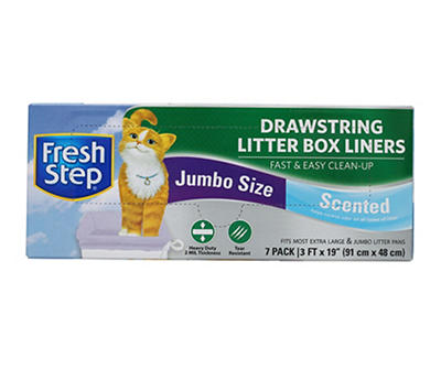 Jumbo Drawstring Scented Litter Box Liner, 7-Pack