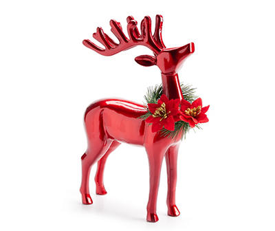 Santa's Workshop Red Shiny Standing Deer Tabletop Decor