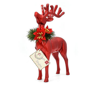 Santa's Workshop Red Shiny Standing Deer Tabletop Decor