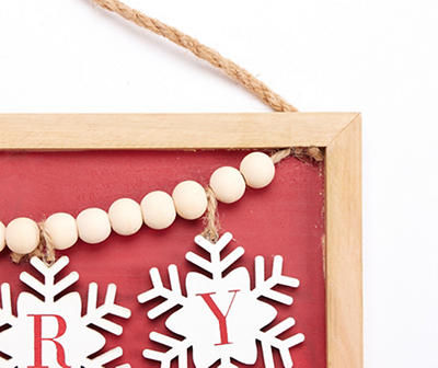 Santa's Workshop "Merry Christmas" Snowflake & Bead Framed Hanging Wall Decor