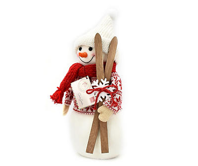 Santa's Workshop Knitted Snowman Carrying Skis Tabletop Decor