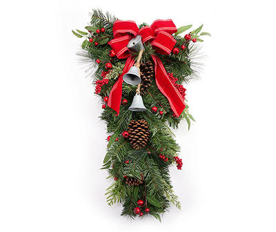 Santa's Workshop 28.7" Berry, Pinecone & Bell Teardrop Wreath
