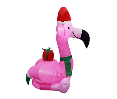 3.5' Inflatable LED Santa Hat Flamingo