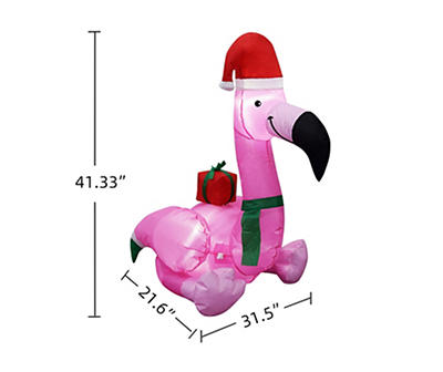 3.5' Inflatable LED Santa Hat Flamingo
