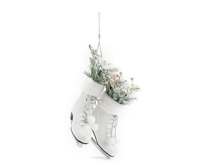 Frosted Forest Snowy Floral & Fur Skates Hanging Wall Decor