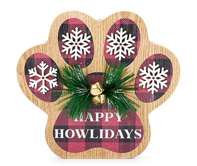 "Happy Howlidays" Paw Print LED Tabletop Decor