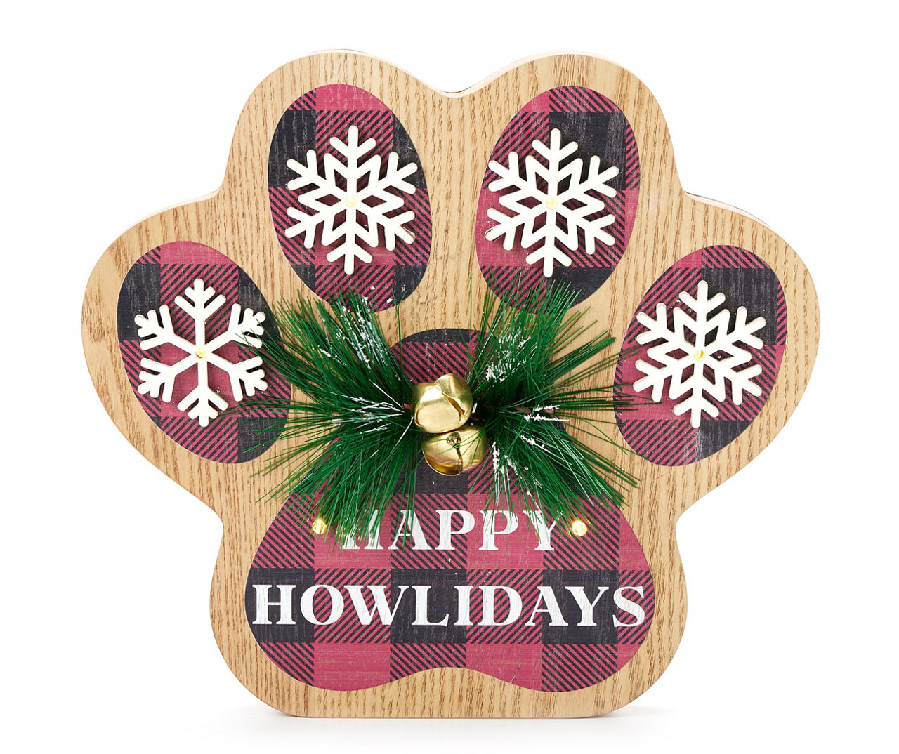 "Happy Howlidays" Paw Print LED Tabletop Decor