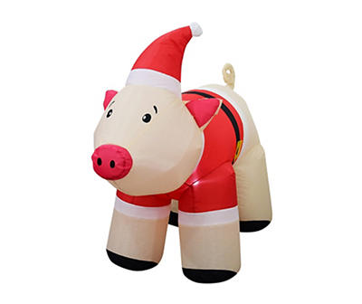 37.5" Inflatable LED Santa Claus Pig