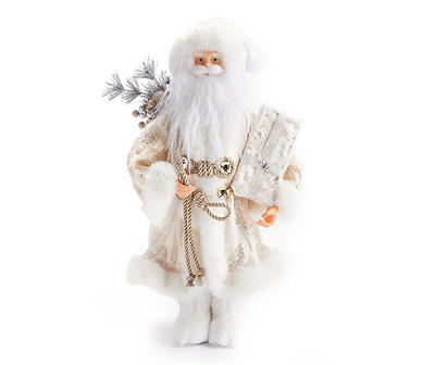 Frosted Forest 18" Gold Embroidery Coat Santa with Gift Tabletop Decor