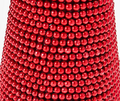 Santa's Workshop Red Bead Cone Tree Tabletop Decor