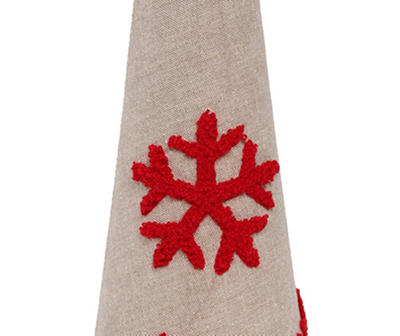 27" Red Snowflake & Beige Cone Tree Tabletop Decor