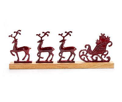 Santa's Workshop Red Reindeer & Sleigh Tabletop Decor