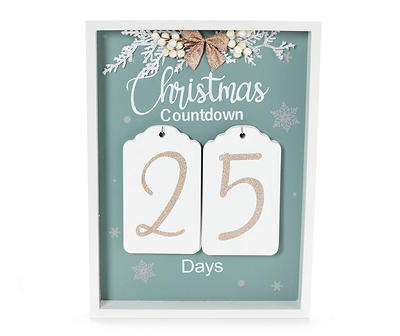 "Christmas Countdown" Snowflake & Floral Framed Wall Countdown Calendar