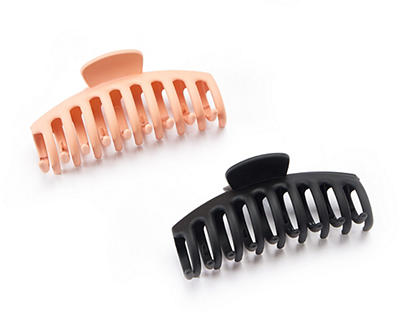 Pink & Black 2-Piece Spiral Claw Clip Set