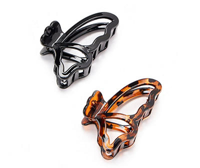Black & Brown 2-Piece Butterfly Claw Hair Clip Set