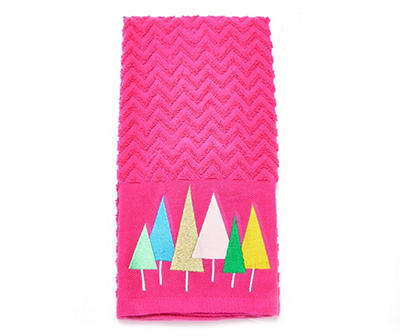 Pink & Multicolor Cone Trees Kitchen Towel