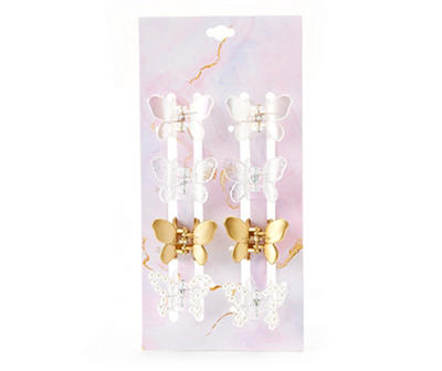Silver & Gold 8-Piece Butterfly Claw Clip Set