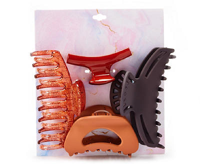 Rust Brown 4-Piece Mixed Claw Hair Clip Set