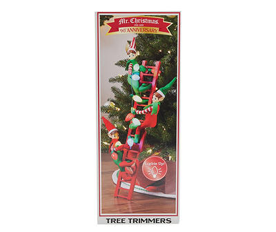 27.6" Tree Trimmers Elves on Ladder LED Decor