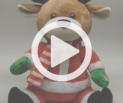 13" Singing Santa Moose Animated Plush Decor