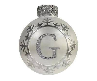 "G" Monogram Silver Snowflake Ornament Tabletop Decor