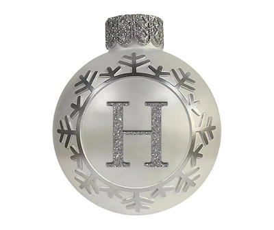 "H" Monogram Silver Snowflake Ornament Tabletop Decor