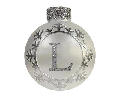 "L" Monogram Silver Snowflake Ornament Tabletop Decor
