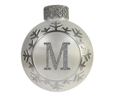 "M" Monogram Silver Snowflake Ornament Tabletop Decor