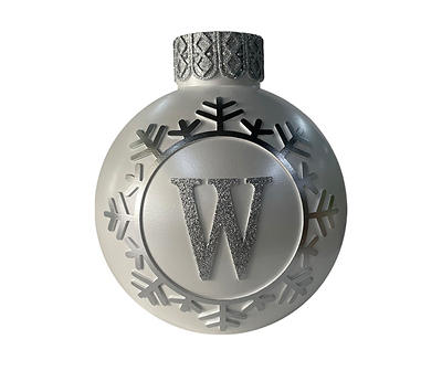 "W" Monogram Silver Snowflake Ornament Tabletop Decor