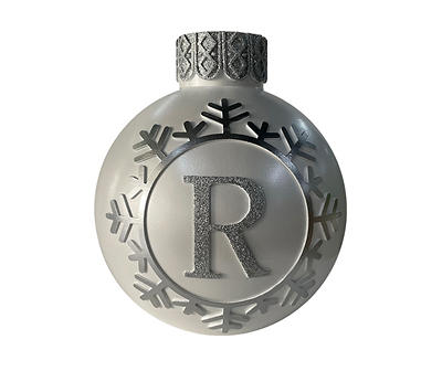 "R" Monogram Silver Snowflake Ornament Tabletop Decor