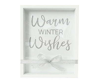 "Warm Winter Wishes" Ribbon Bow Tabletop Box Plaque