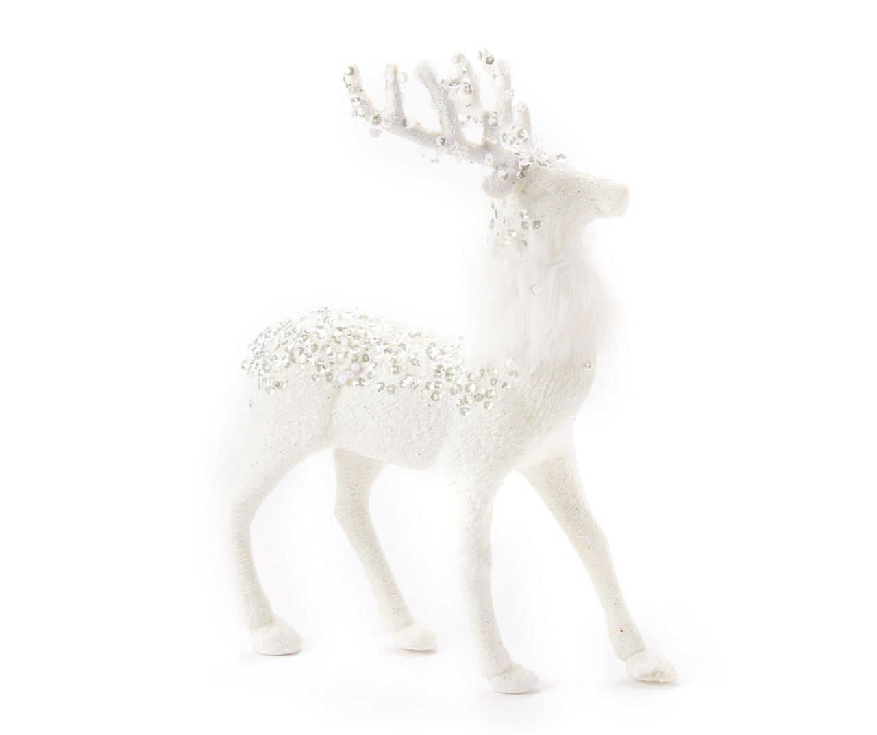 Fur, Glitter & Sequin Standing Reindeer Tabletop Decor