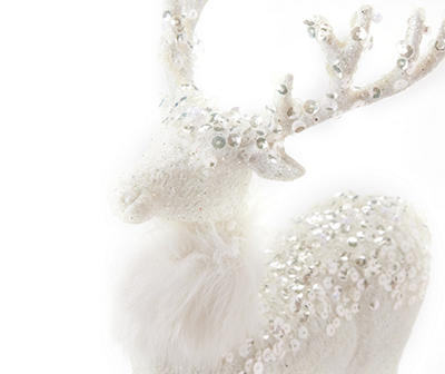 Fur, Glitter & Sequin Standing Reindeer Tabletop Decor