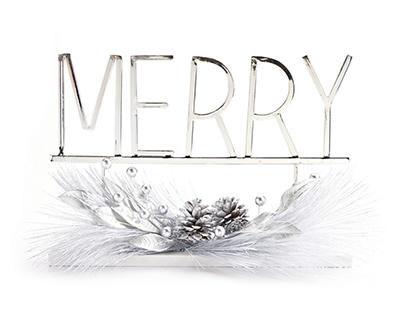 "Merry" Silver Greenery Tabletop Decor