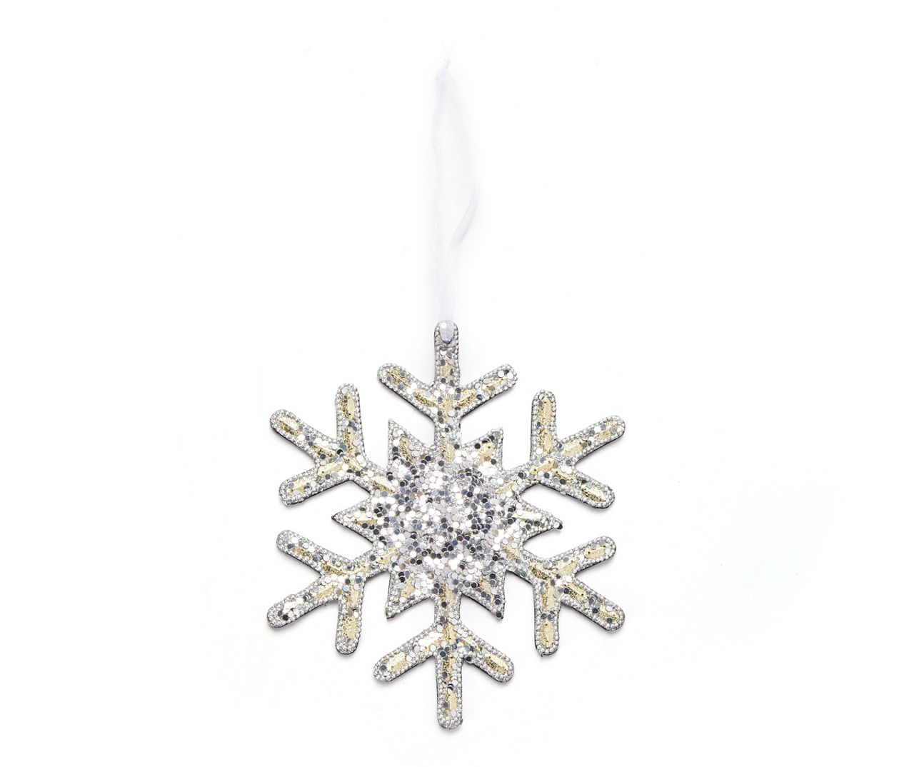 Winter Wonder Lane Silver Glitter Snowflakes Mini Ornaments, 9-Pack