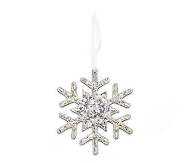 Silver Sequin Snowflake Ornament, (8")