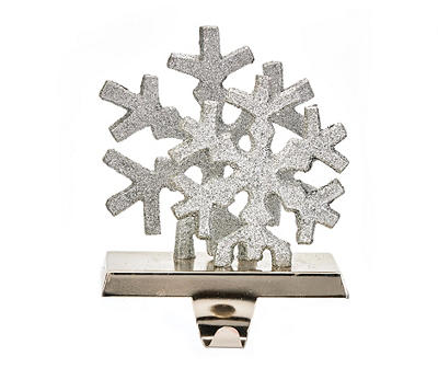 Double Silver Snowflakes Metal Stocking Holder