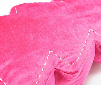 Pink Stitch-Trim Tree Shaped Velvet Throw Pillow