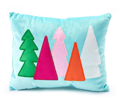Blue & Pink Tree Velvet Throw Pillow