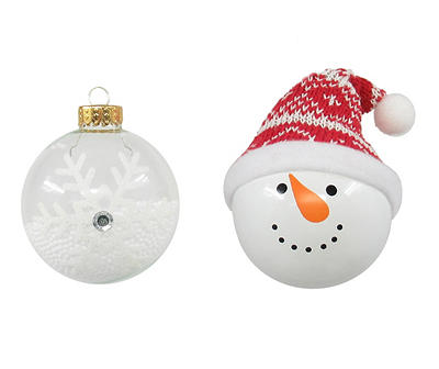 Snowman & Snowflake 8-Piece Glass Ornament Set