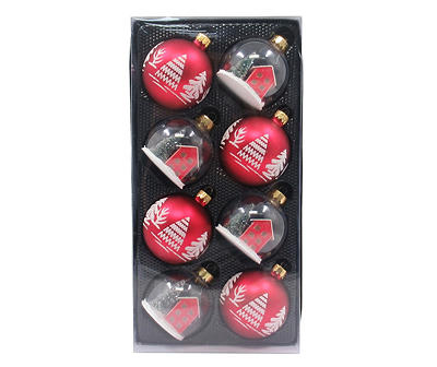 Tree & House in Dome 8-Piece Glass Ornament Set