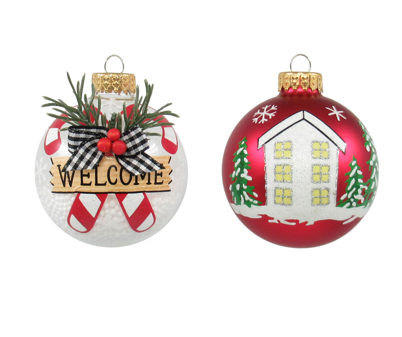 Glass Candy Ornament Set of 2