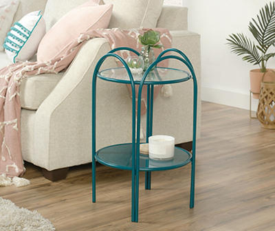 Coral Cape Teal Glass End Table