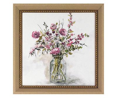 Lavender Bouquet Framed Art Canvas, (16" x 16")