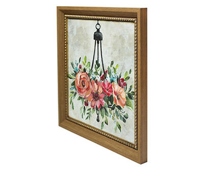 Floral Chandelier Framed Canvas Art, (16" x 16")