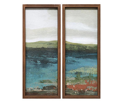 Mountain & River Landscape 2-Piece Framed Art Set, (8" x 20")