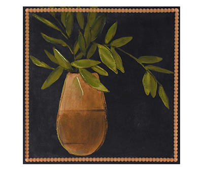 Bamboo Leaves in Vase Art Canvas, (17" x 17")