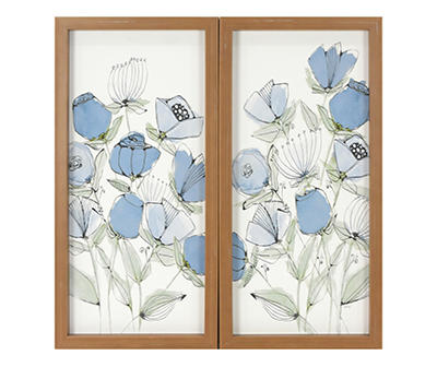 Blue Bloom Spring Flowers 2-Piece Framed Canvas Art Set