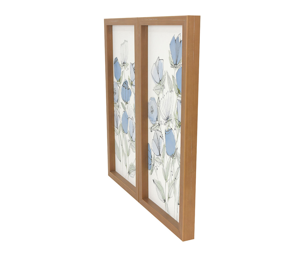 Blue Bloom Spring Flowers 2-Piece Framed Canvas Art Set